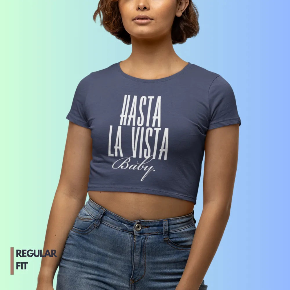 Hasta la vista Navy Blue Crop Top