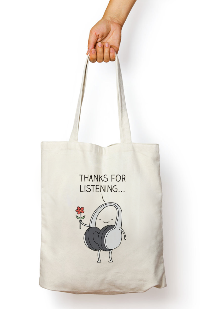 Thanks for Listening: Tote Bag with Zipper