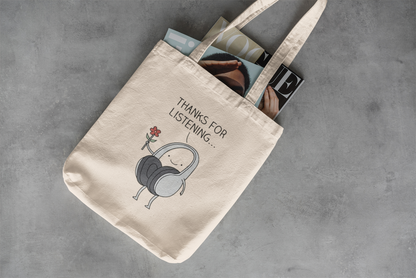 Thanks for Listening: Tote Bag with Zipper