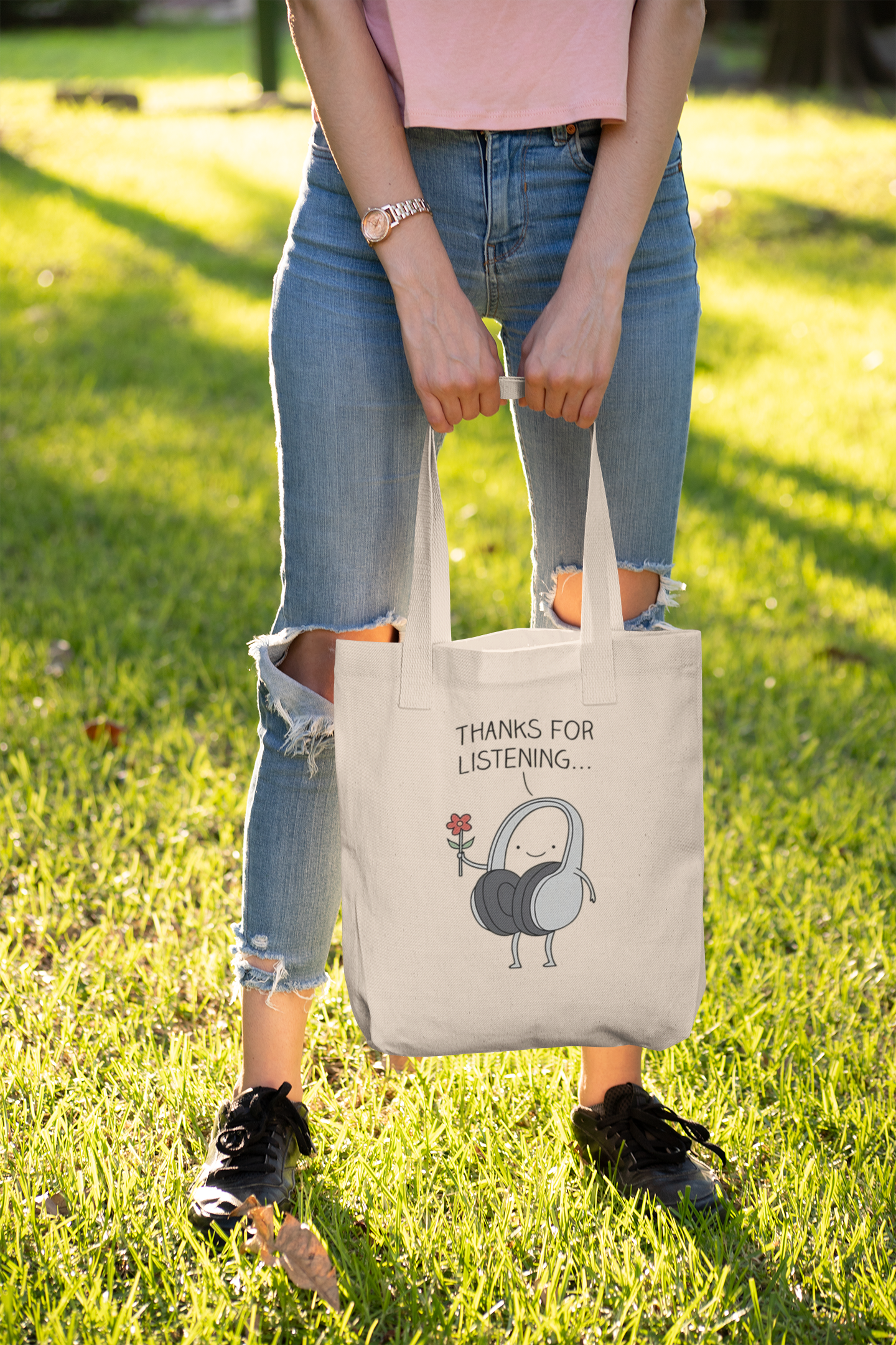 Thanks for Listening: Tote Bag with Zipper